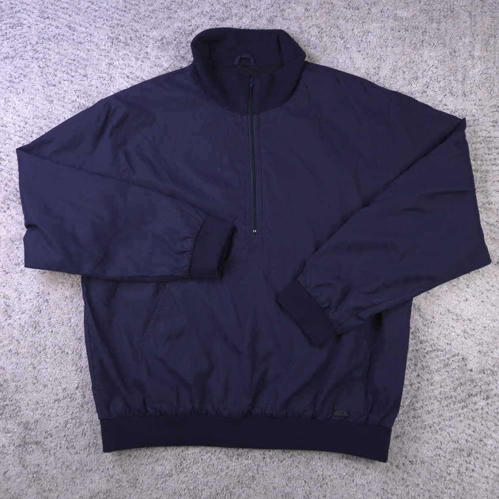 VTG J Crew Sport Jacket Mens Medium Windbreaker Half Zip Pullover Navy Blue Y2K